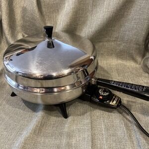 Vintage Farberware Electric Fry Pan Skillet w/Dome Lid 310-B Stainless Steel